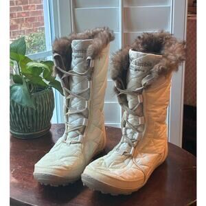 Columbia Women’s Minx Mid II Omni-Heat Winter Boots Faux Fur Beige Size 8